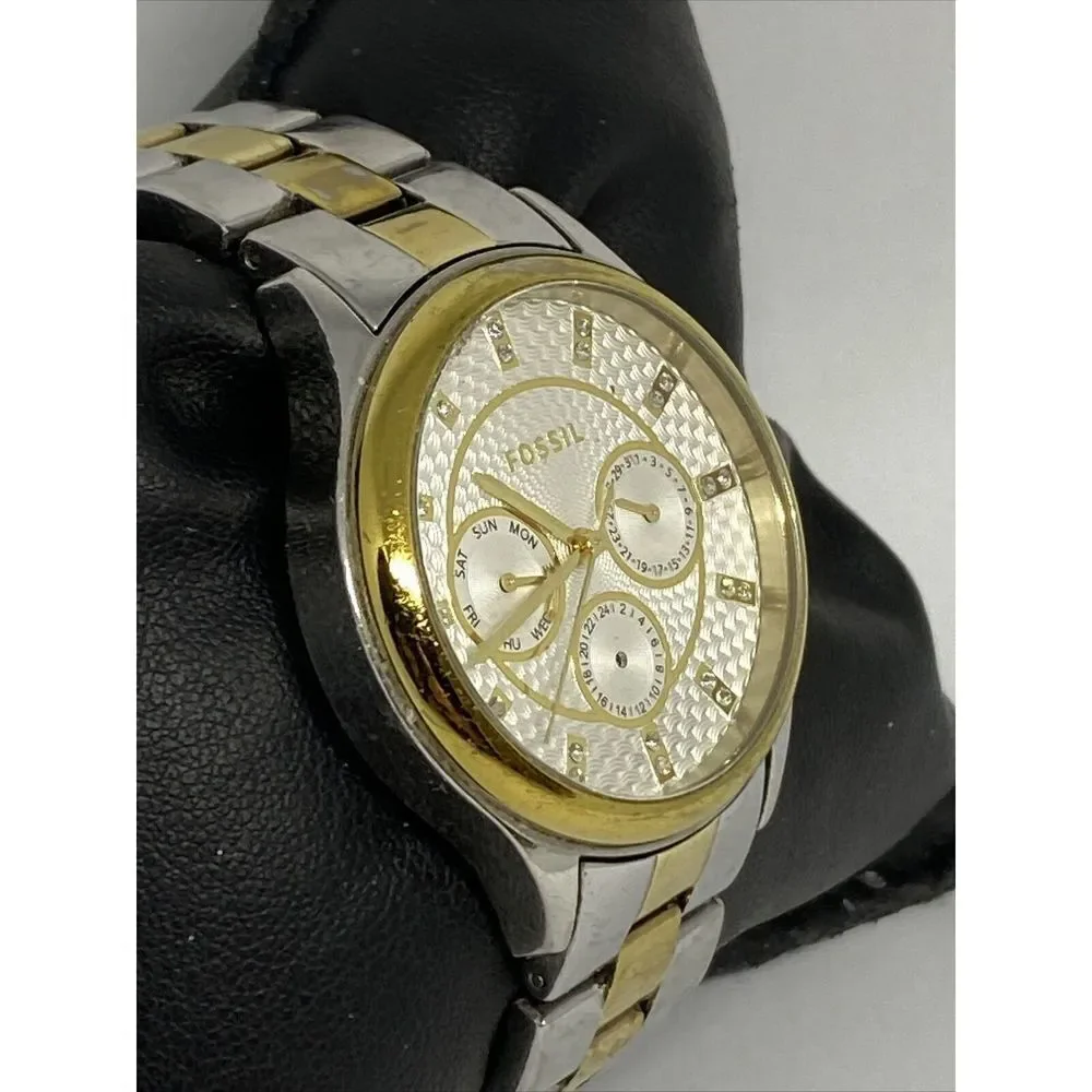 Fossil BQ1564 Unisex Two Tone Stainless Steel Analog Silver Dial Watch XX523
